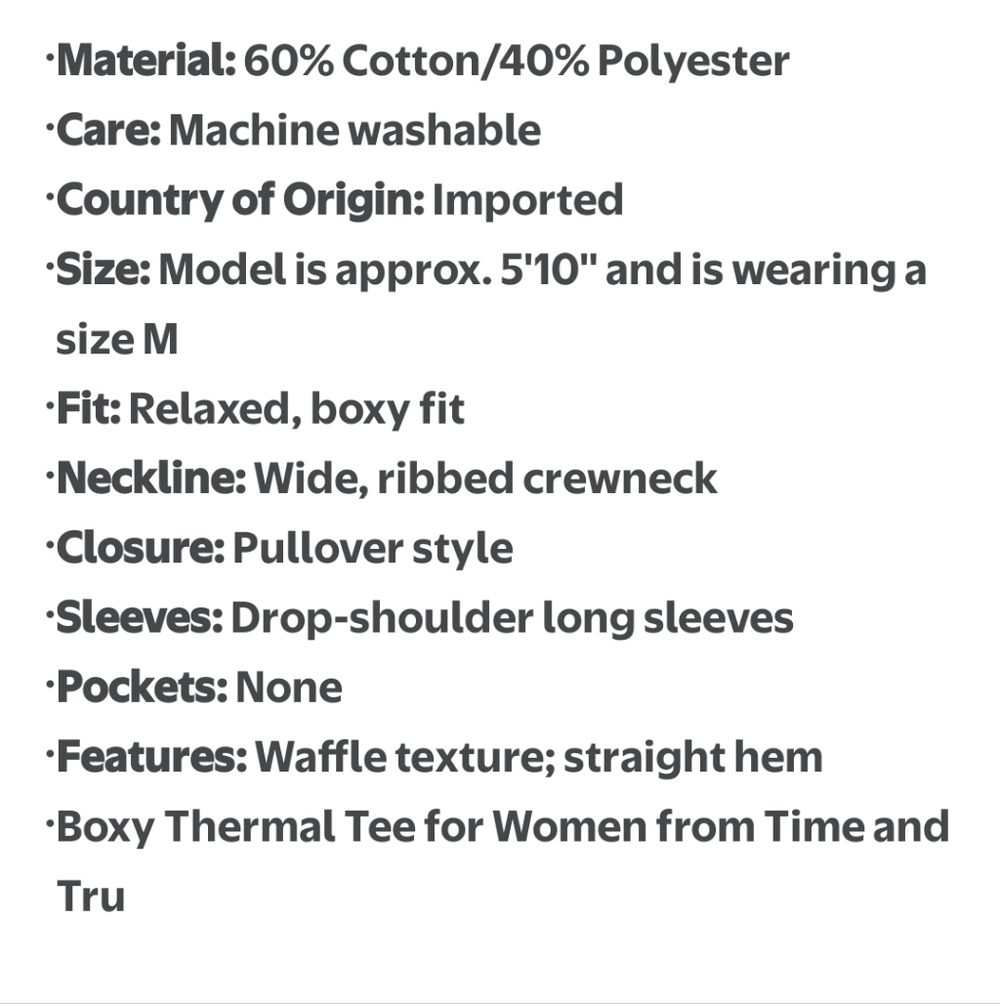 Time & Tru Waffle Knit Top - Picture 6 of 9